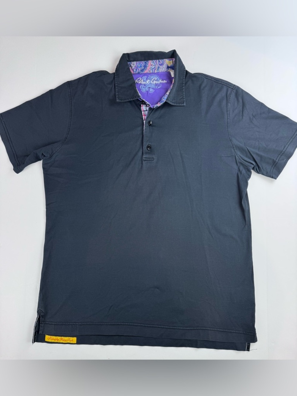 Robert Graham Polo Mens Medium Short Sleeve Blue Shirt 100% Cotton